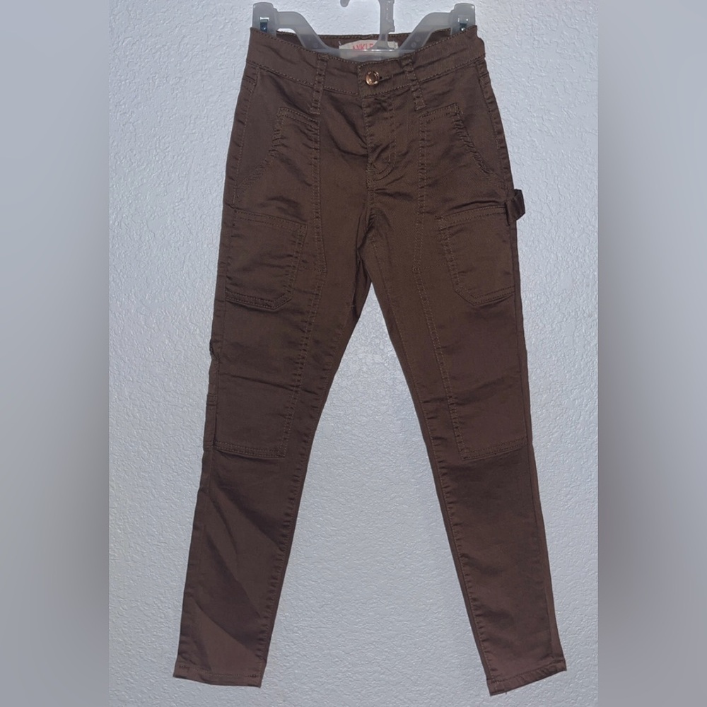 Brown Ankle Cargo Pants